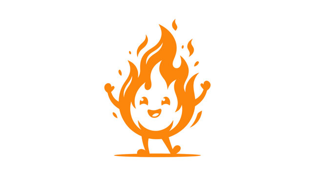 Happy orange flame character mascot with a cheerful expression