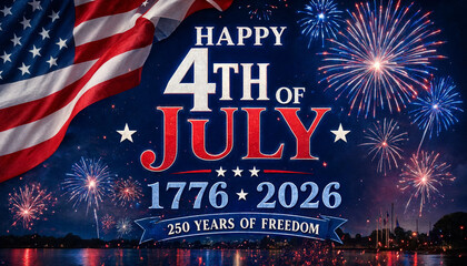 Patriotic 4th of July 2026 design celebrating American independence history