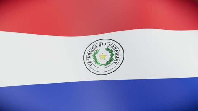 Vibrant Waving 3D Paraguay Flag, Solid Corporate Motion Graphics Video Background, Seamless Loop on Chroma Key Green Screen