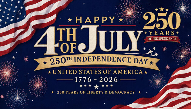 Patriotic USA 250th Semiquincentennial banner for 4th of July 2026