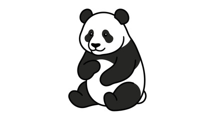 Giant panda sitting peacefully with a friendly expression © Herukloro