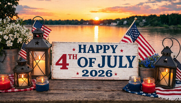 Scenic 4th of July 2026 lakeside celebration with mountain view