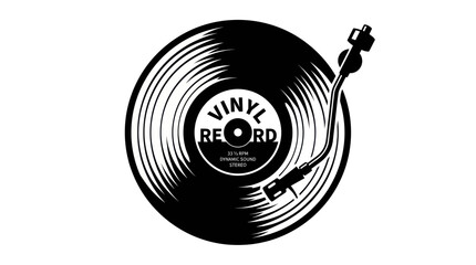 Vintage vinyl record with tonearm and stylus needle © Herukloro