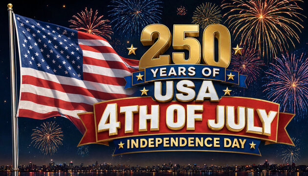 Spectacular 4th of July 2026 fireworks over American flag background