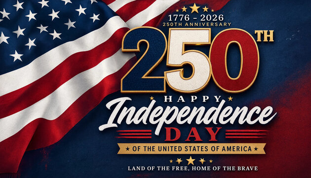 Festive 4th of July 2026 banner for USA 250th anniversary