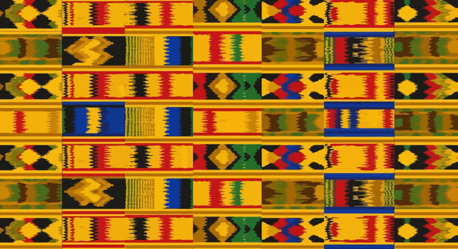 Vibrant Southwestern Textile Pattern with Geometric Shapes