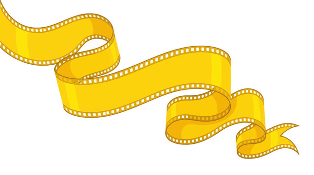 Curved yellow filmstrip ribbon for movie production