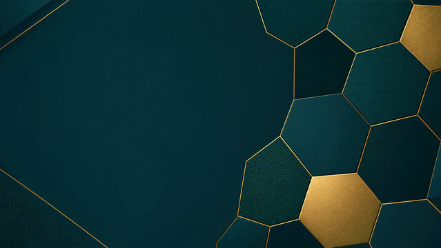 Luxury Football Pattern with Gold Geometric Hexagons Background