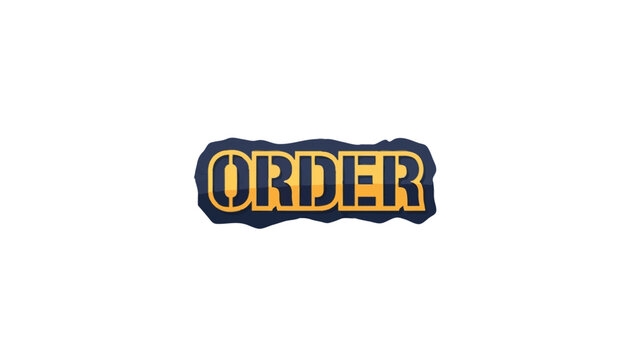 Stylized ORDER text button with yellow typography on a dark stone background for gaming or e-commerce UI.