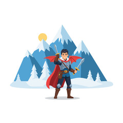 Fototapeta premium Fantasy Warrior in Snowy Mountains