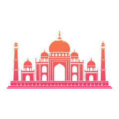 Fototapeta premium Minimal Islamic Mosque Silhouette, Vector Illustration, Modern Flat Design