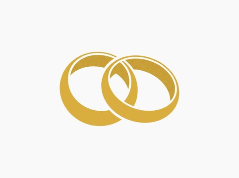 Golden wedding rings on symbolizing love and commitment