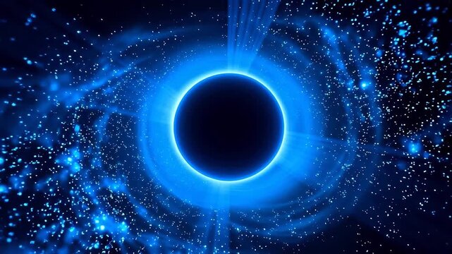 Blue glowing circle with light rays