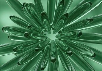 Fototapeta premium Abstract green metallic fractal explosion, closeup view of a geometric crystalline structure