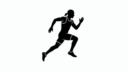 Obraz premium Female athlete sprinting in dynamic running pose