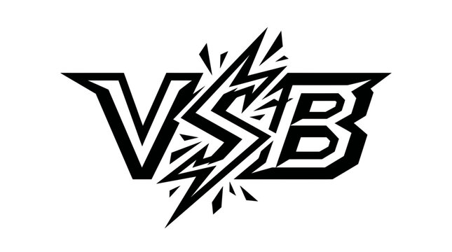 Sharp black and white vsb letters with lightning bolt design