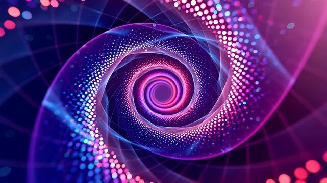 Abstract spiral pattern with glowing dots