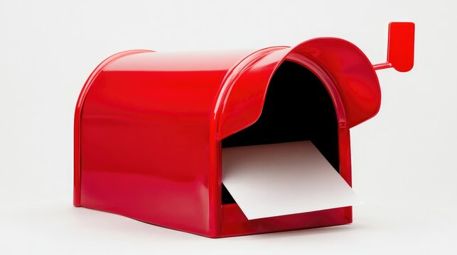 Red mailbox on white background