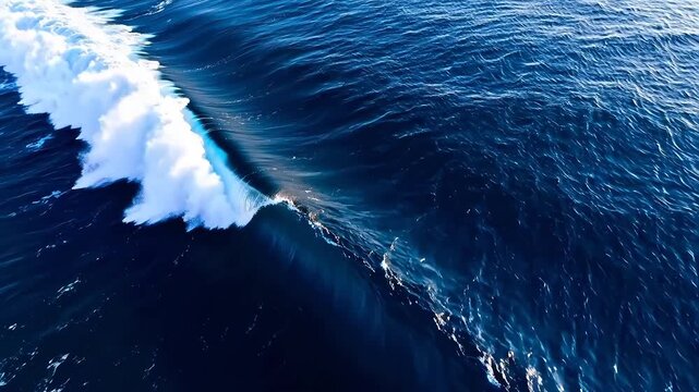 Aerial view of a powerful ocean wave