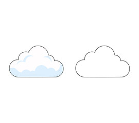 Fototapeta premium Cartoon Fluffy White Cloud Illustration Coloring For Kids Simple Digital Design