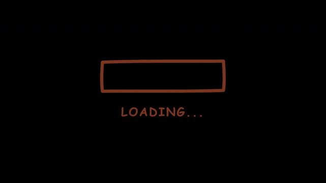 Loading bar doodle Crayon Orange Hand Painted Sketch Textured Cartoon Loop 4K