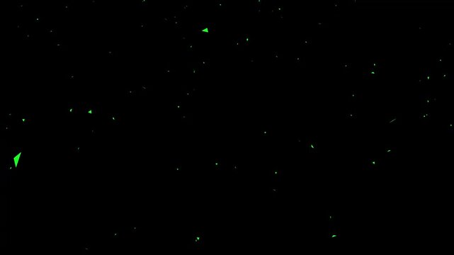 Abstract green particles motion on black background with retro digital glitch effect.