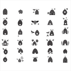 Fototapeta premium Beehive Silhouette SVG Bundle Honey Bee SVG Cut Files for Cricut & Silhouette