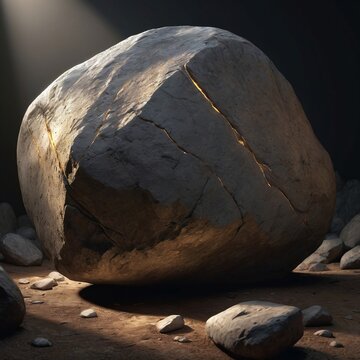 Dull rock with light spilling from seam concept