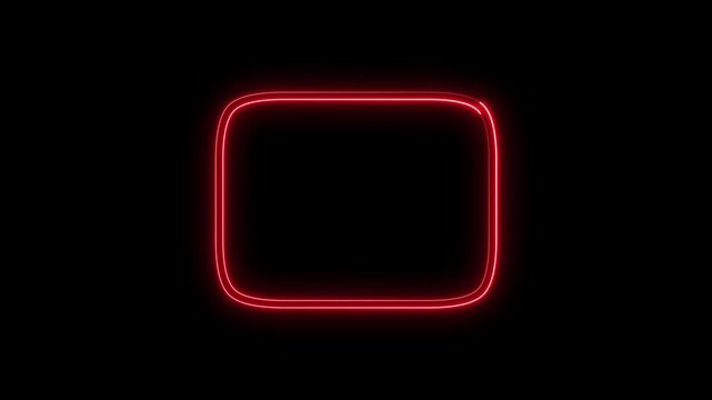 Red glowing neon rounded rectangle frame moving on black background.