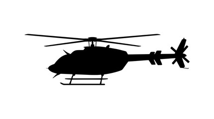 Fototapeta premium Black silhouette of a helicopter on with rotors and tail
