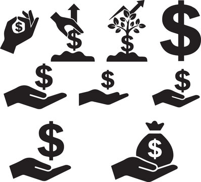 Money growth concept with hand watering dollar tree and coins Vector
