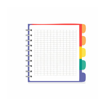 Colorful spiral notebook with grid paper and tabs