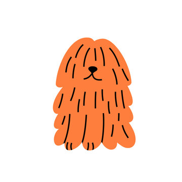 Childish Style Dog Orange Illustration. Vector Color Cute Puppy Character. Doodle Funny Pet. Abstract Linear Animal Cartoon Sketch for Kids' Designs, Prints, and Trendy Sticker Collections.