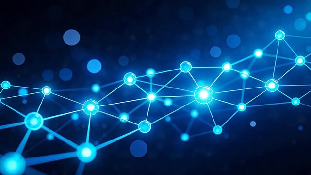 Blue glowing network connections