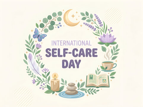 International self care day illustration wellness mindfulness and relaxation concepts