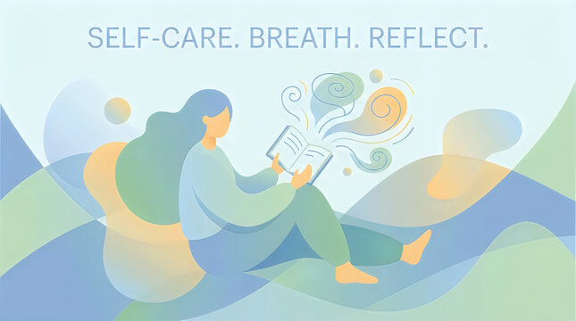 International self care day woman reading relaxation mindfulness and wellbeing concept