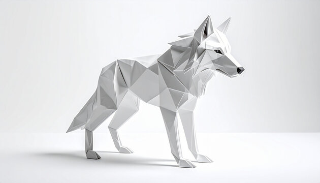 Geometric wolf sculpture illustration
