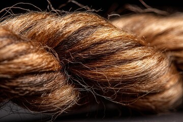 Fototapeta premium Detailed macro view of coarse brown natural fiber rope texture