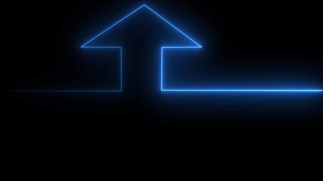 Neon line home icon. Neon line Cool linear animated home icon. House icon glowing neon light on black background.Home icon house sign neon lights animation