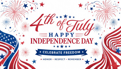Fototapeta premium Minimalist White Greeting Card Design for 4th of July 2026 Holiday
