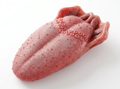 Ultra-detailed human tongue dorsal surface papillae 3d render white showing human tongue, circumvallate papillae and fungiform papillae. Completely label-free and commercially clean. Zero grain.