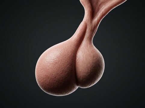 Precise human pituitary gland macro render dark background featuring pituitary gland, hypophysis and anterior pituitary, premium 4K render with lifelike surface texture and completely clean output.