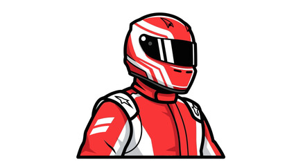 Naklejka premium Racing Driver Wearing Helmet.