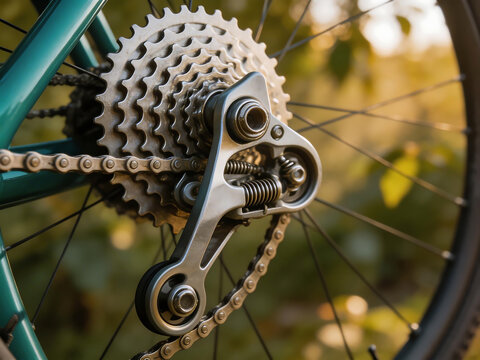 Closeup of bicycle gear mechanism