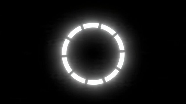 Minimalist white circular loding gif on black background