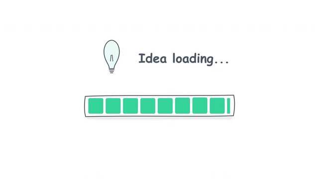 Loading bar doodle thin line minimalist layout with green mint light bulb sustainable innovation concept loop 4K