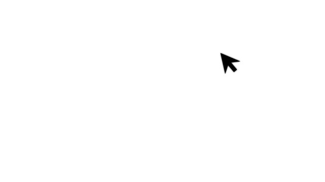 Pixel computer mouse click pointer cursor arrow animation.glowing mouse cursor, mouse click or Pointer icon on the black background