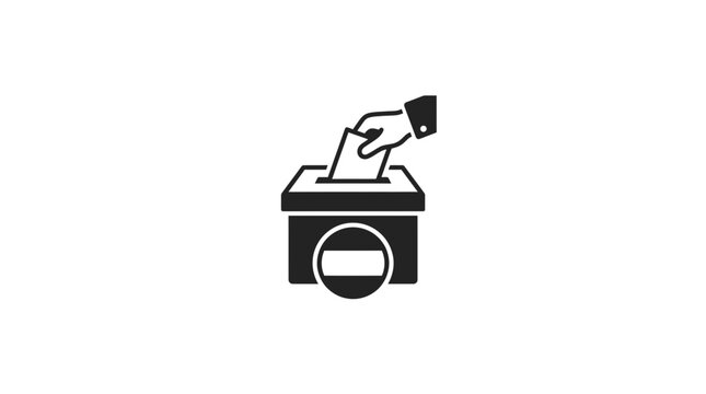 Hand casting ballot into voting box with prohibition sign, election concept