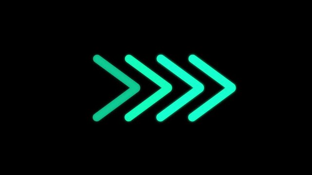 Right-directional arrow loop animation. Animated arrows for the overlay video layer. arrow icon concept animation.arrow extending on black background.4k