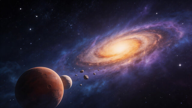 Space galaxy and planets